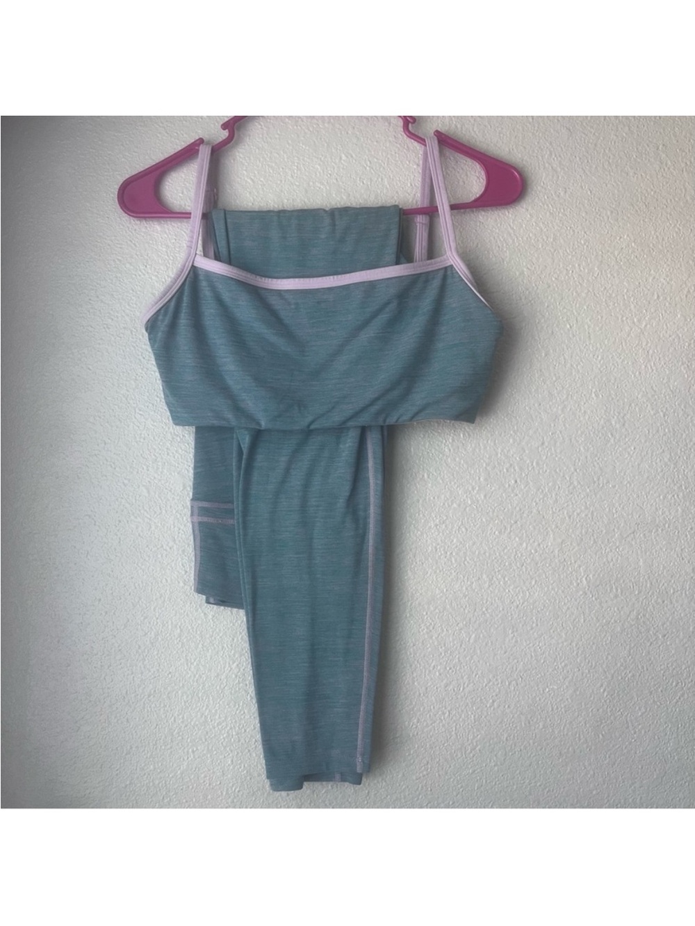 Vitality Heathered Teal Active Set with Light Pink Trim size Medium